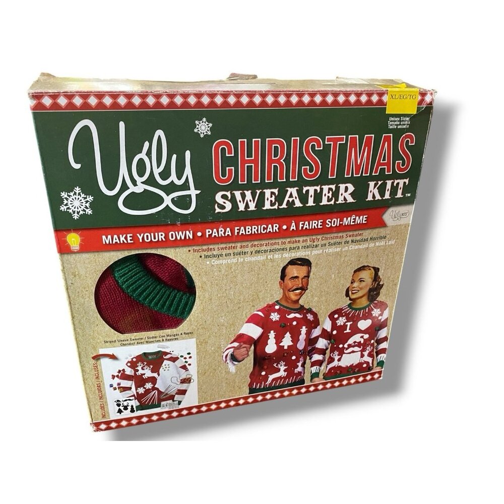 Ugly Christmas Sweater Kit Make Your Own XL Unisex Sizing NIB Red Green Holiday - Picture 1 of 5